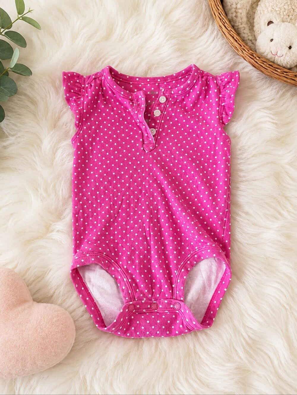 size 9M baby girls cute polka dotted onesie